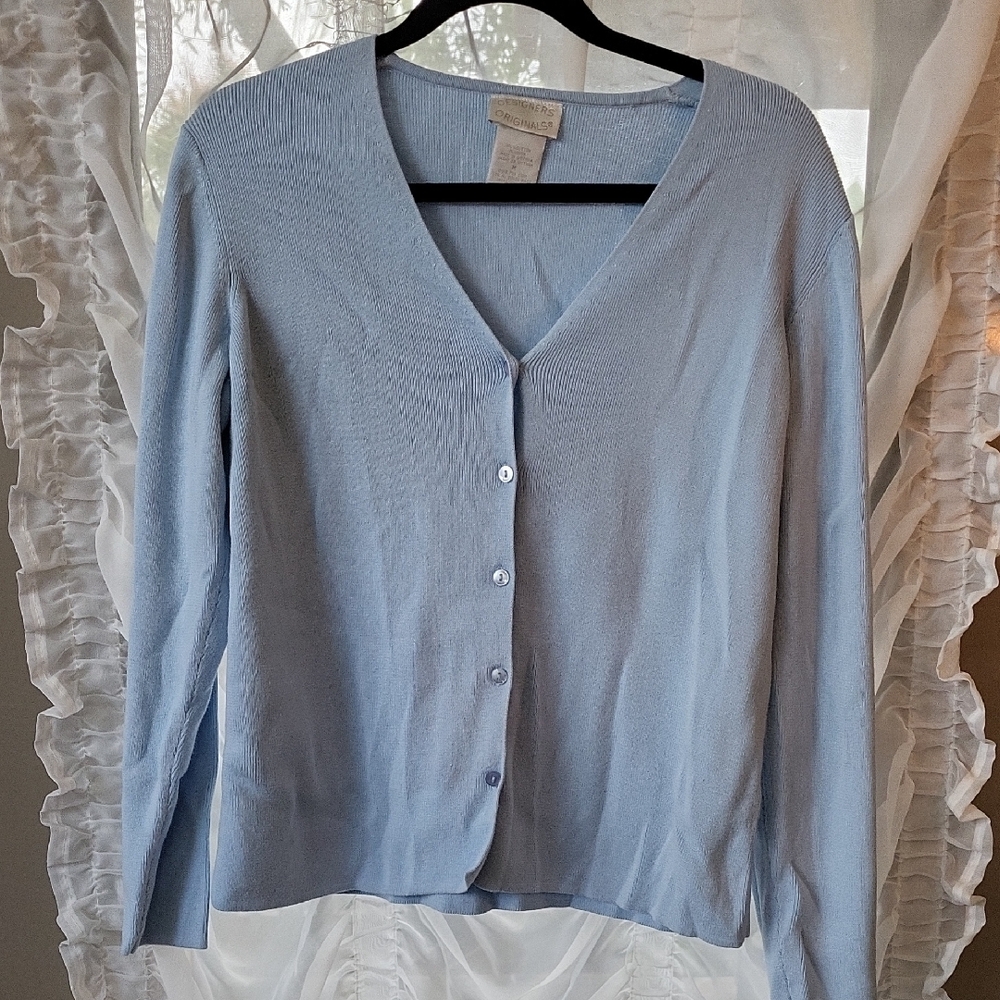 Designers Originals Blue Cardigan Sweater V-Neck